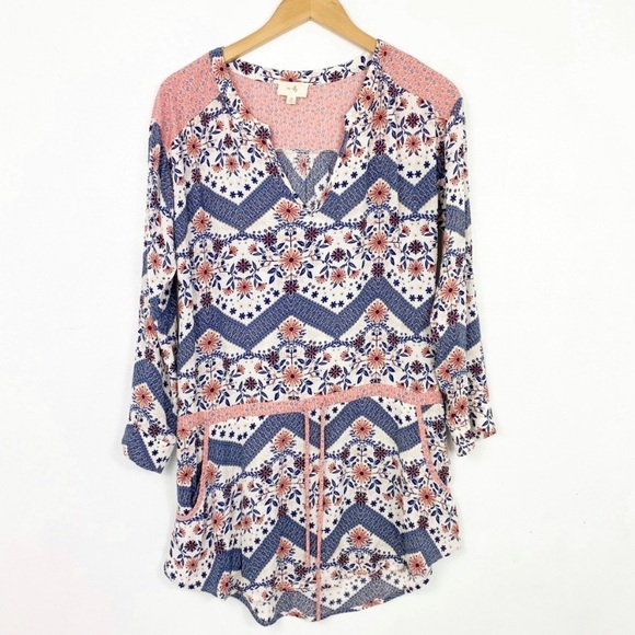 Anthropologie En Elly Floral Tunic Dress Drawstring Waist Size S - Picture 1 of 14
